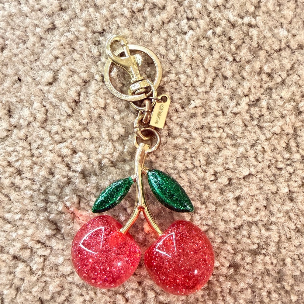 Cherry Keychain with Glitter Accents